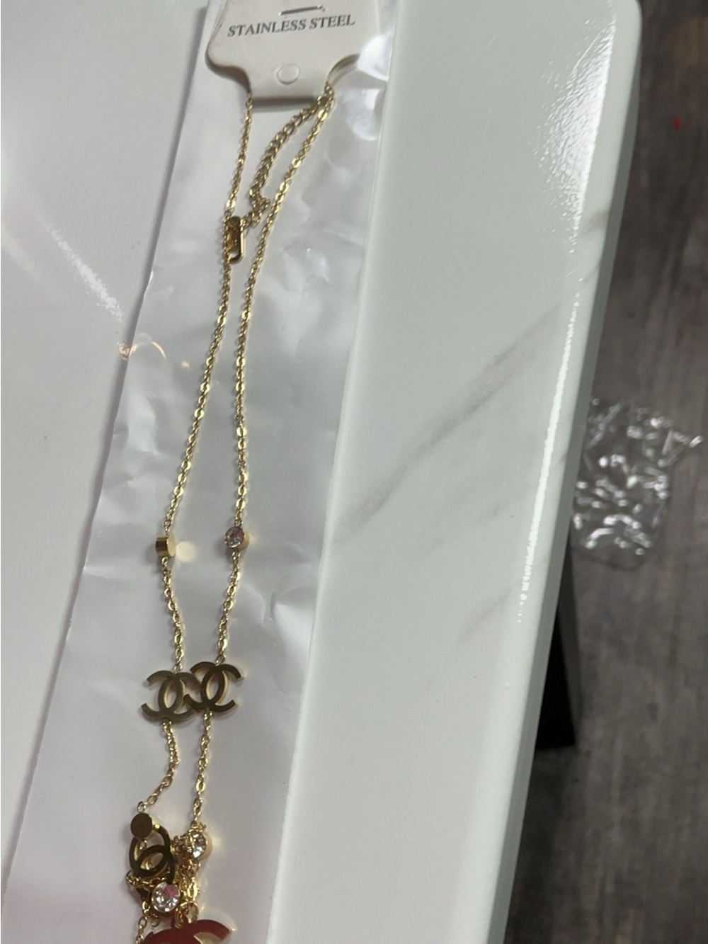 Gold-Tone Women’s Necklace with Interlocking Double-C Accent